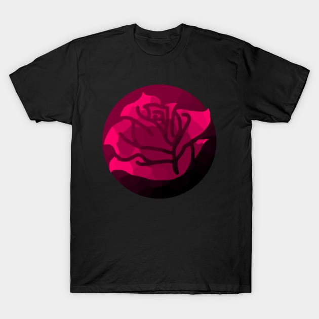 Pink Stained Glass Rose T-Shirt by Not Meow Designs 